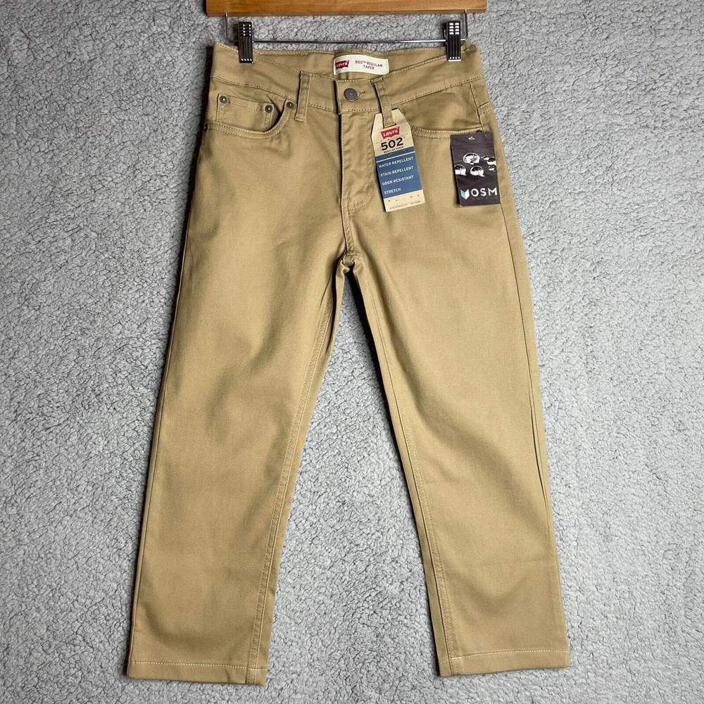 Levis 502 Regular Fit Taper Tan Khaki Pants Kids Size 12 26x26 NWT